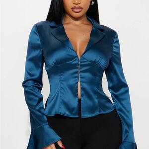 Satin Deep Blue Blouse